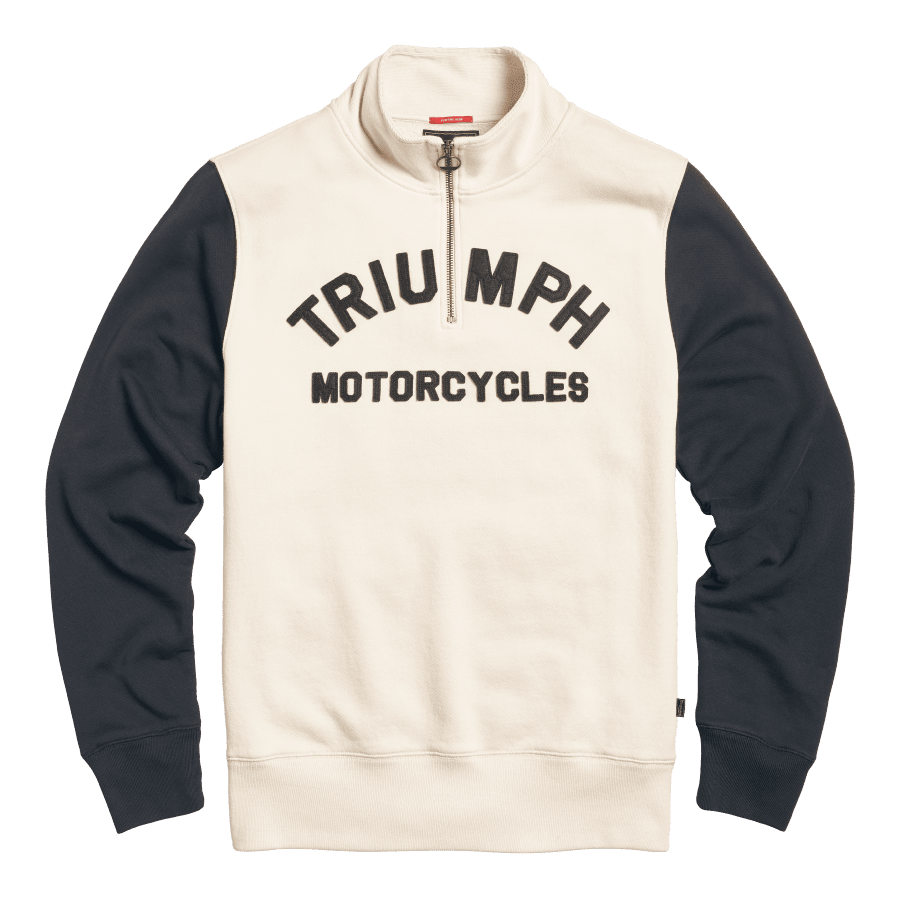 Ribble Quarter Zip Logo Sweatshirt in Bone